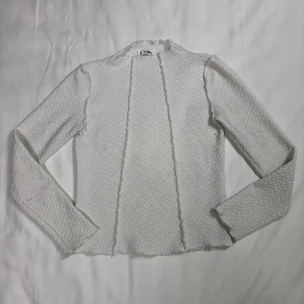 Textured White Long Sleeve Youth Top